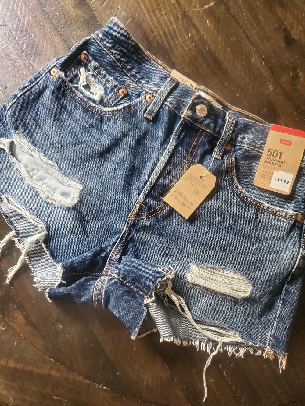 Levi's Distressed Dark Blue Women's Denim Cutoff Shorts